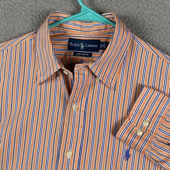 VTG Ralph Lauren Custom Fit Button Down Shirt Men's 16 34/35 Medium Striped - Picture 3 of 12